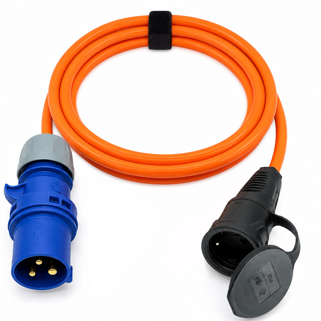 CEE-Schuko-Adapterkabel 16A mit PUR 3G1,5 mm² orange PCE Boat&Camping-Line