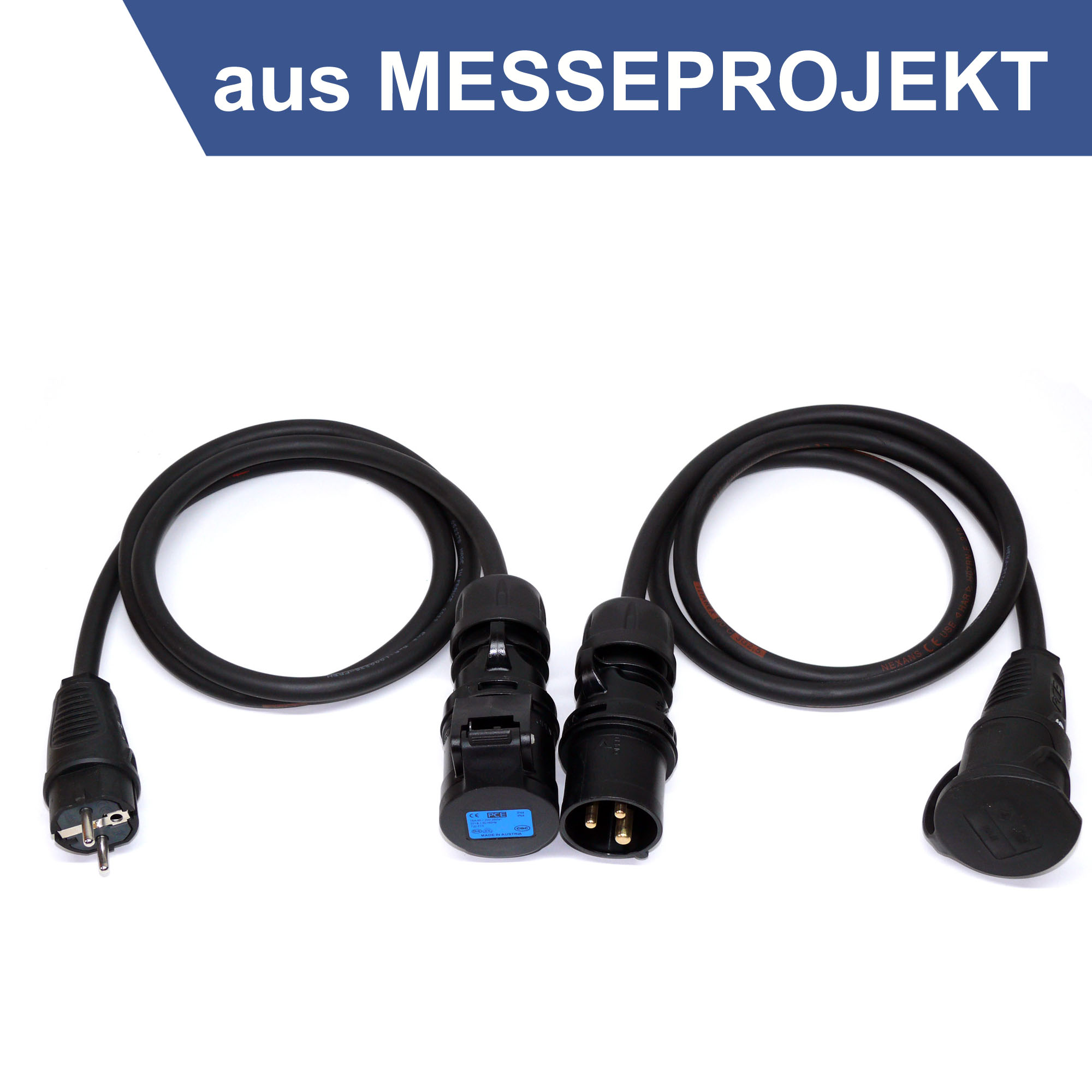 Set Adapter CEE schwarz - Schuko 3G1,5 oder 3G2,5 IP44 PCE TITANEX