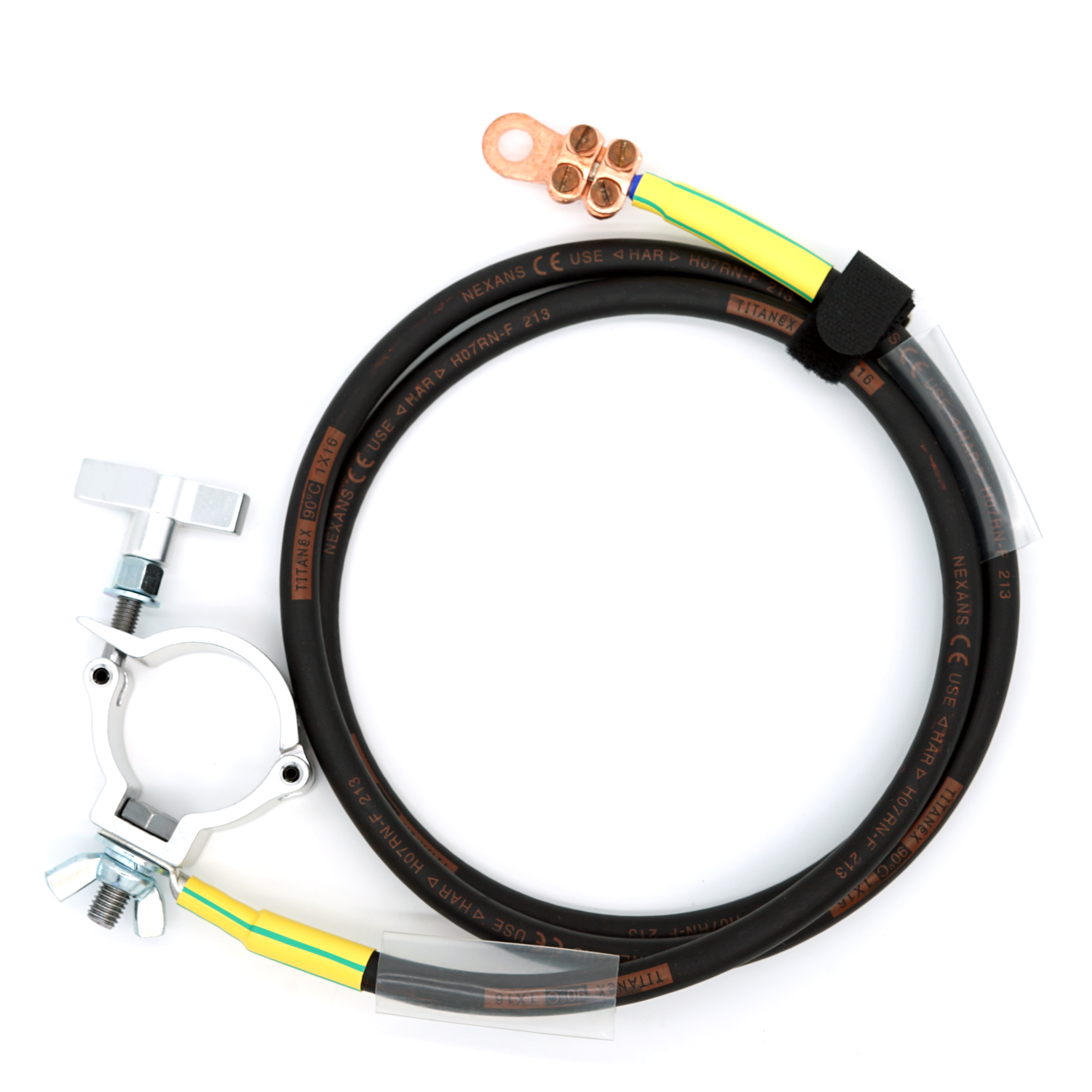 TITANEX Erdungsleitung H07-RN-F mit Halbschelle und Öse 16mm² Event-Line TITANEX Erdungsleitung H07-RN-F mit Halbschelle und Öse 16mm² Event-Line