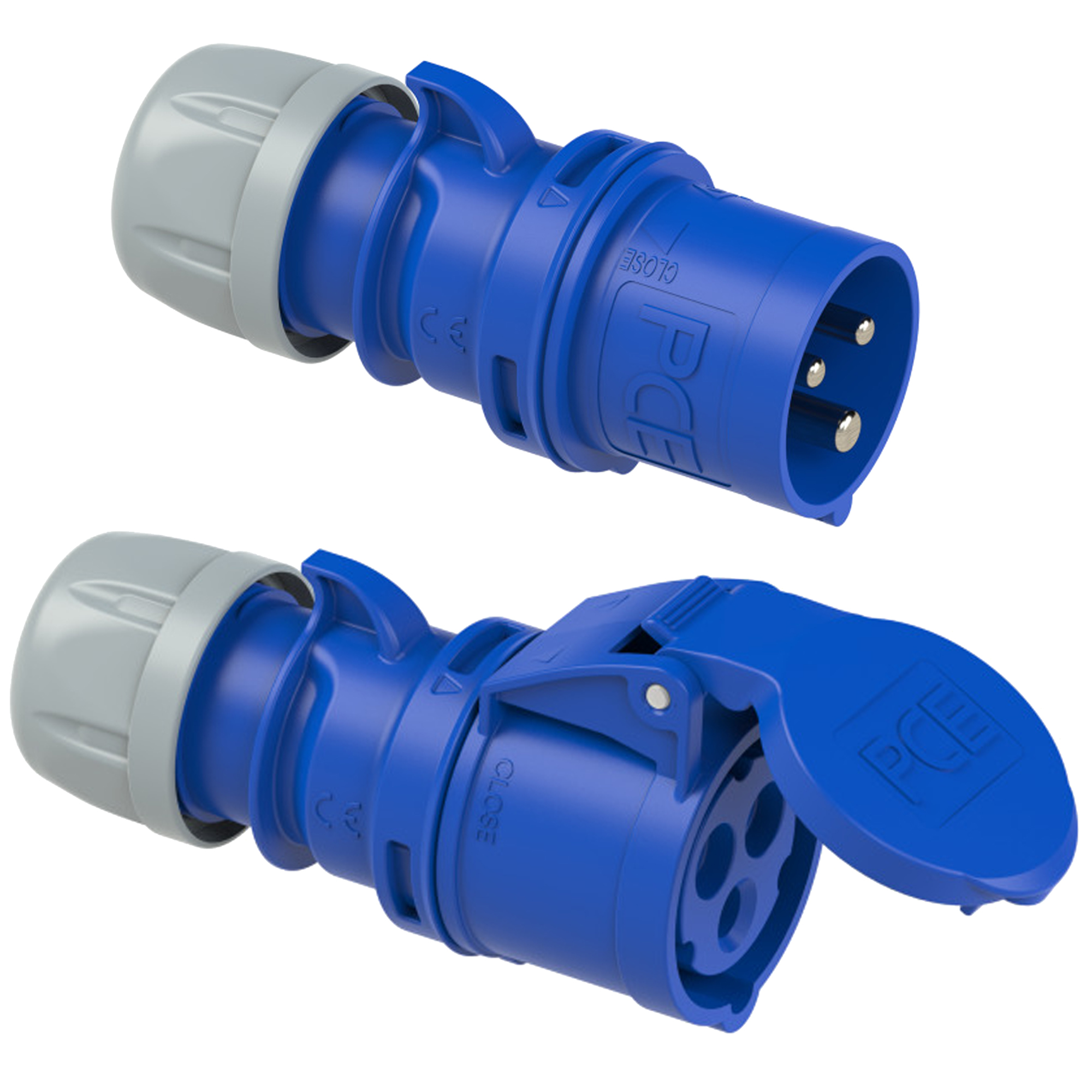 Set PCE 16A CEE-Stecker & Kupplung 3p 230V blau Set PCE 16A CEE-Stecker & Kupplung 3p 230V blau