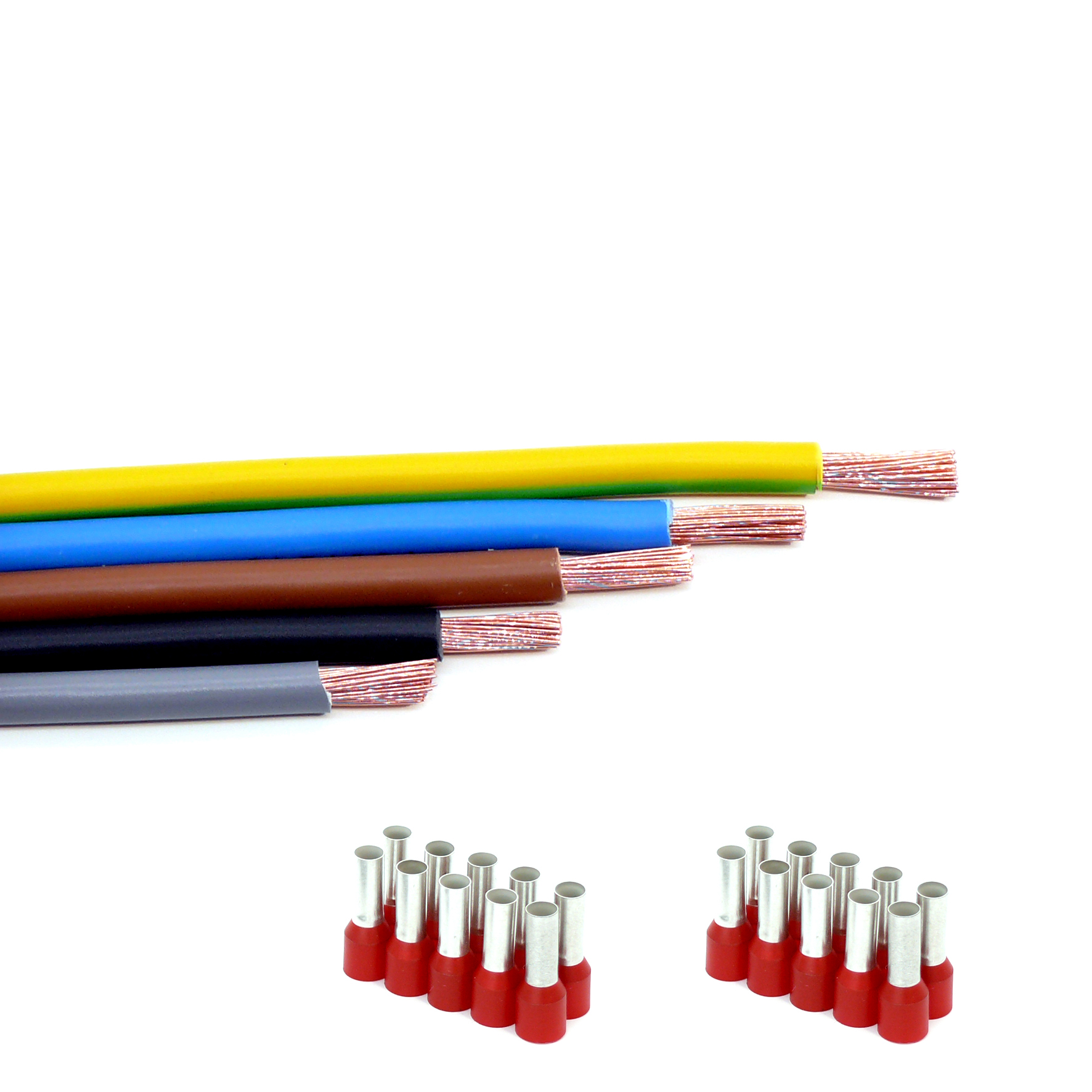 Verdrahtungssatz 5x H07V-K 10 mm² inkl. Aderendhülsen Verdrahtungssatz 5x H07V-K 10 mm² inkl. Aderendhülsen