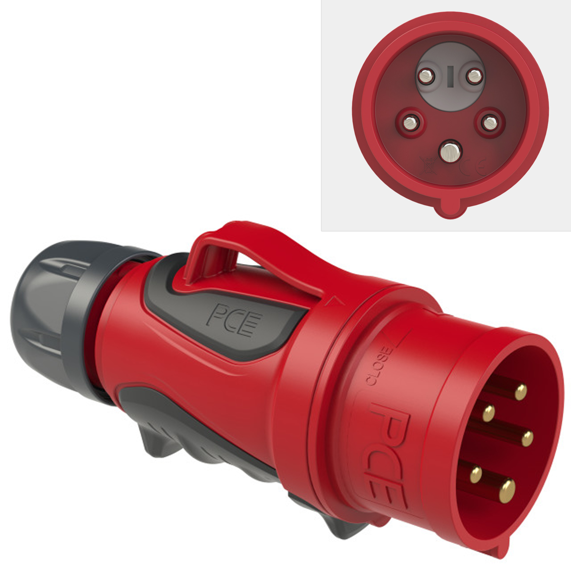 PCE CEE-Phasenwender Stecker 16A 5p GRIP rot PCE CEE-Phasenwender Stecker 16A 5p GRIP rot