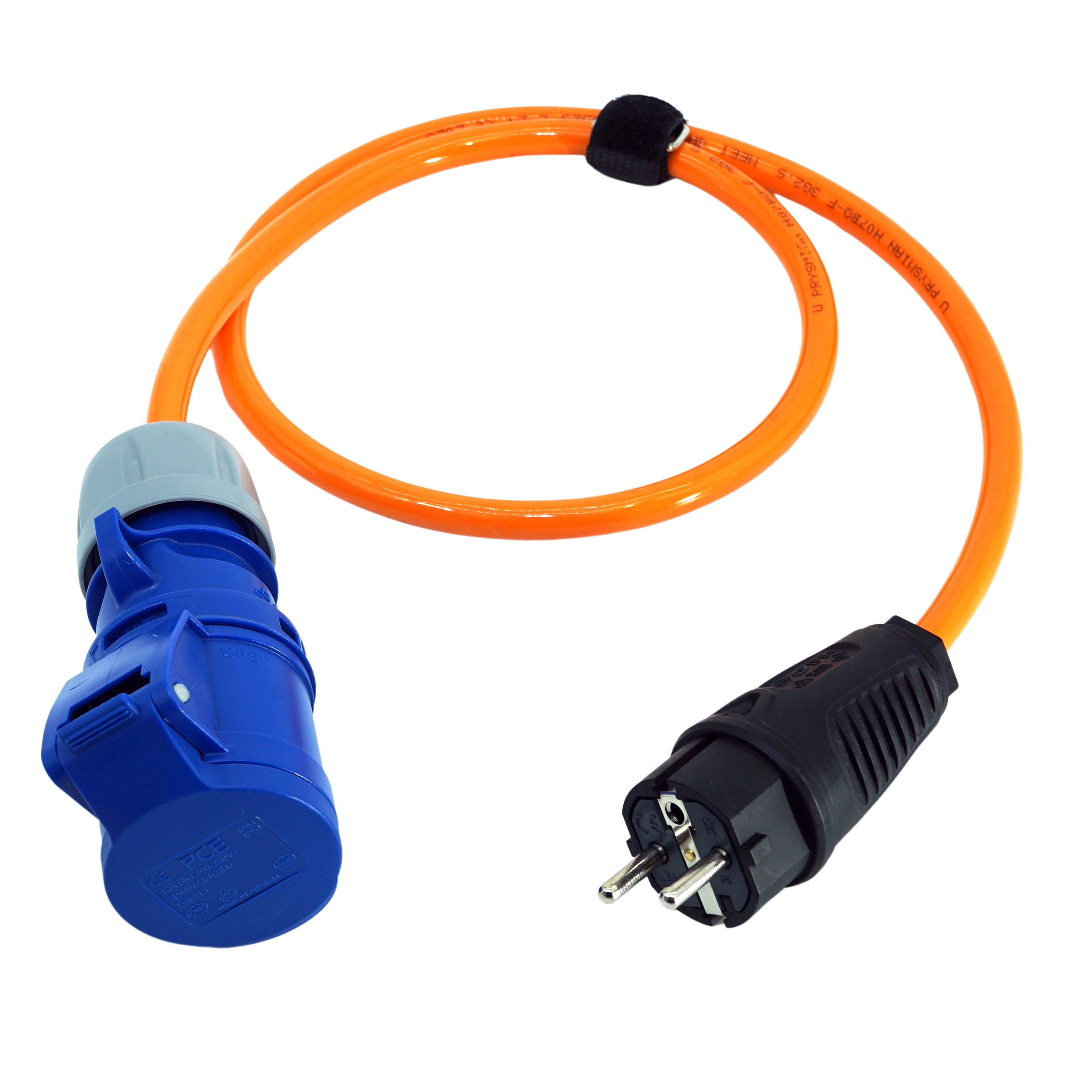 Schuko-CEE-Adapterkabel 16A mit PUR 3G2,5 mm² orange PCE Boat&Camping-Line