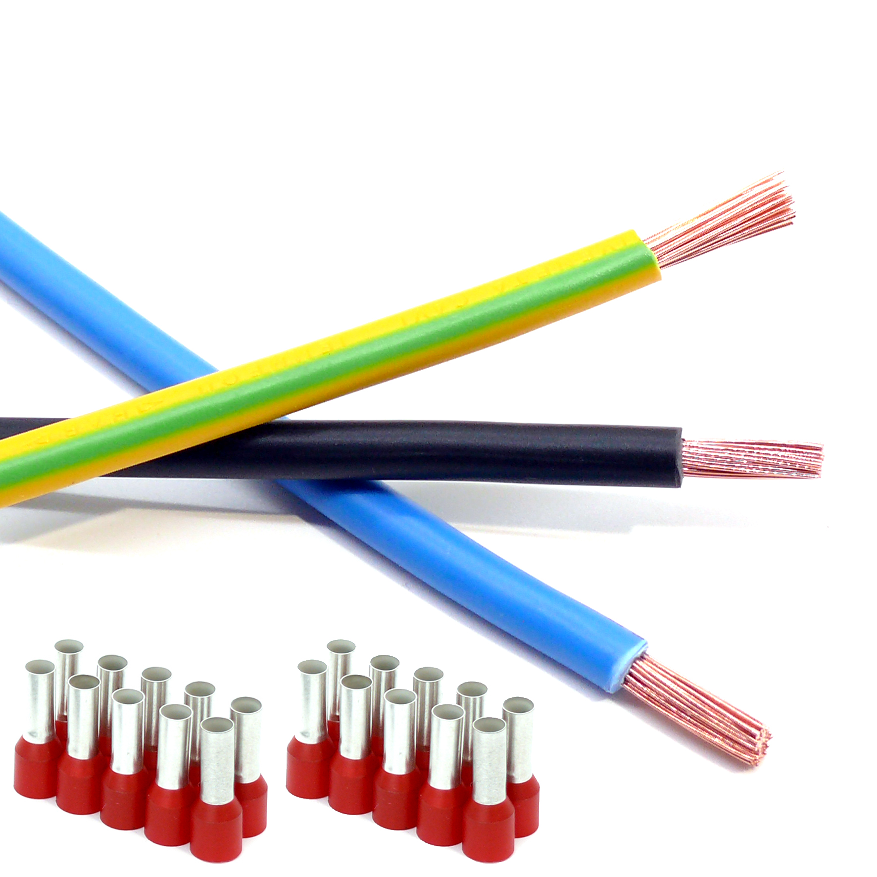 Verdrahtungssatz 3x H07V-K 10 mm² inkl. Aderendhülsen Verdrahtungssatz 3x H07V-K 10 mm² inkl. Aderendhülsen