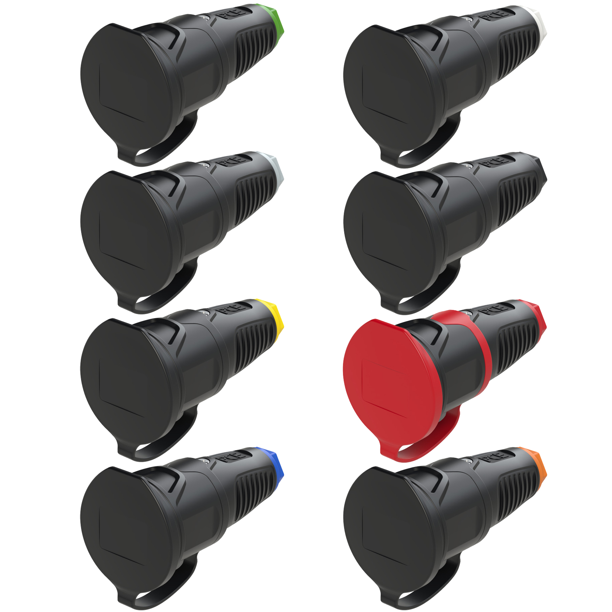 PCE  Taurus2 Vollgummi-Schukokupplung IP54 8 Farben PCE  Taurus2 Vollgummi-Schukokupplung IP54 8 Farben